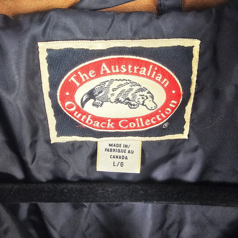 Australian Outback Collection Wool Coat Leather Trim Mens L Vintage 1990s - Picture 5 of 8